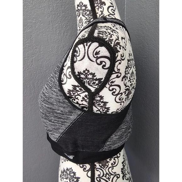 Women's Avia Front Zip Up Sports Bra Athletic Size 3XL Black & Gray Padded - Picture 7 of 10